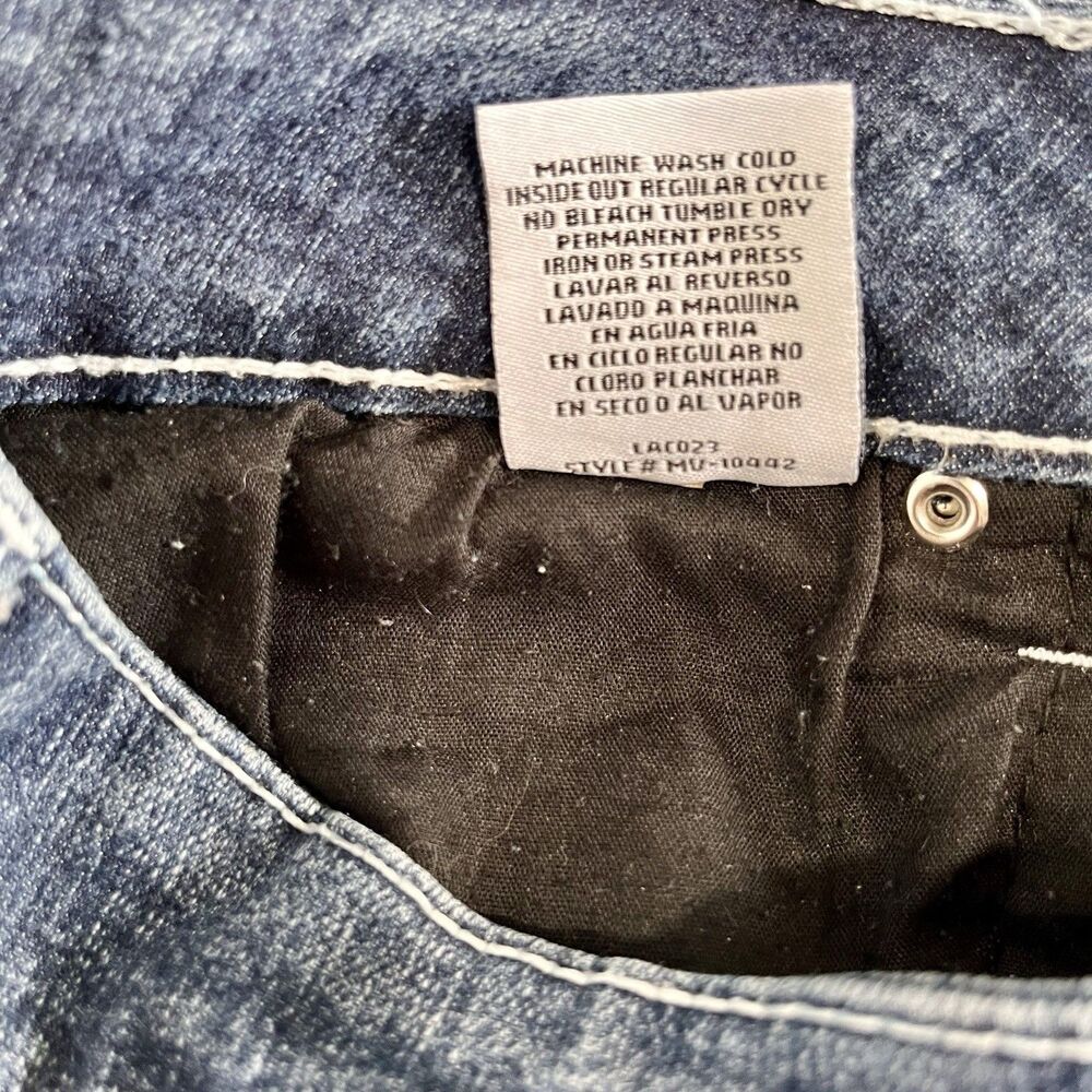 One Five One 8 Jean Womens Blue Bootcut Mid Rise Stretch Relax Bling Size 6 - Picture 8 of 8